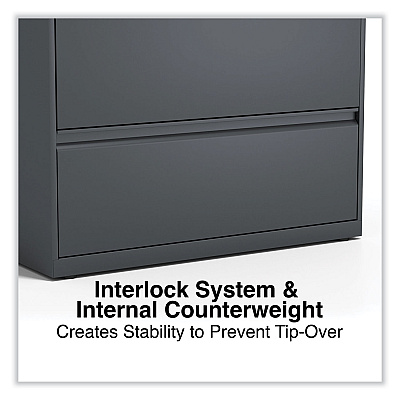 Alera Lateral File, 5 Legal/Letter/A4/A5-Size File Drawers, Charcoal, 36" x 18.63" x 67.63" (ALEHLF3667CC)