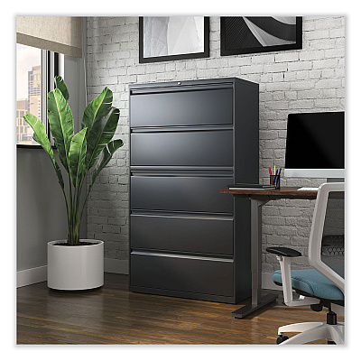 Alera Lateral File, 5 Legal/Letter/A4/A5-Size File Drawers, Charcoal, 36" x 18.63" x 67.63" (ALEHLF3667CC)