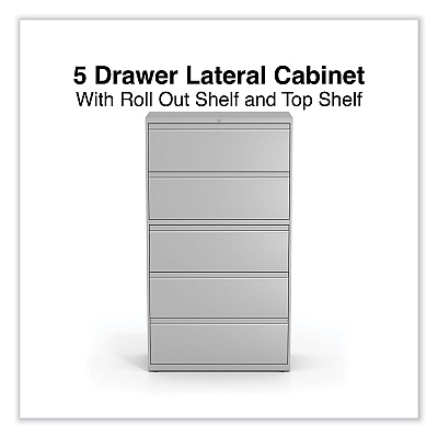 Alera Lateral File, 5 Legal/Letter/A4/A5-Size File Drawers, Light Gray, 36" x 18.63" x 67.63" (ALEHLF3667LG)