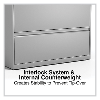Alera Lateral File, 5 Legal/Letter/A4/A5-Size File Drawers, Light Gray, 36" x 18.63" x 67.63" (ALEHLF3667LG)