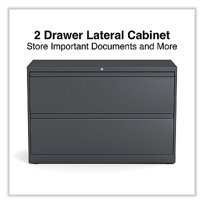 Alera Lateral File, 2 Legal/Letter-Size File Drawers, Charcoal, 42" x 18.63" x 28" (ALEHLF4229CC)