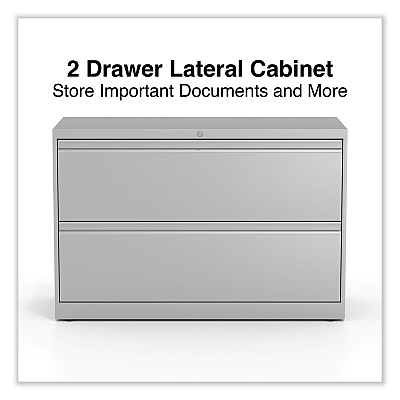 Alera Lateral File, 2 Legal/Letter-Size File Drawers, Light Gray, 42" x 18.63" x 28" (ALEHLF4229LG)
