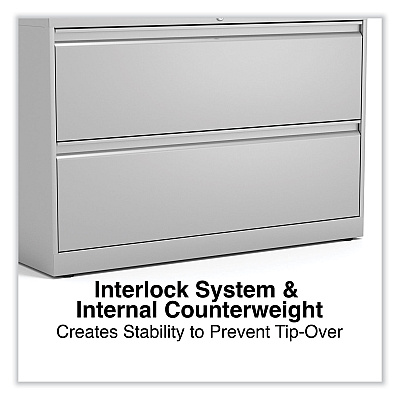 Alera Lateral File, 2 Legal/Letter-Size File Drawers, Light Gray, 42" x 18.63" x 28" (ALEHLF4229LG)