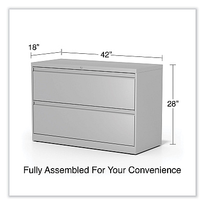 Alera Lateral File, 2 Legal/Letter-Size File Drawers, Light Gray, 42" x 18.63" x 28" (ALEHLF4229LG)