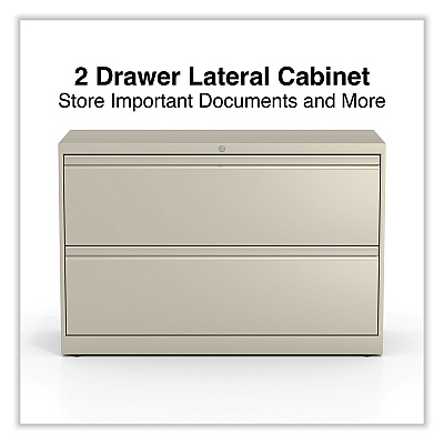 Alera Lateral File, 2 Legal/Letter-Size File Drawers, Putty, 42" x 18.63" x 28" (ALEHLF4229PY)