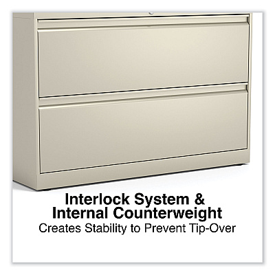 Alera Lateral File, 2 Legal/Letter-Size File Drawers, Putty, 42" x 18.63" x 28" (ALEHLF4229PY)