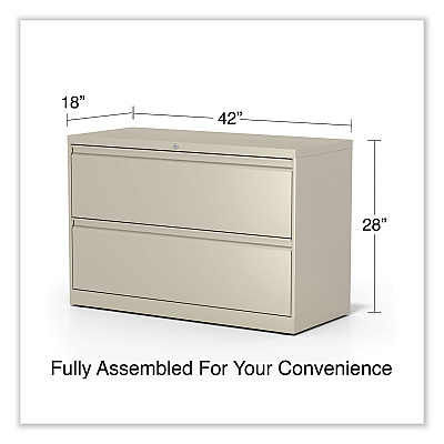 Alera Lateral File, 2 Legal/Letter-Size File Drawers, Putty, 42" x 18.63" x 28" (ALEHLF4229PY)