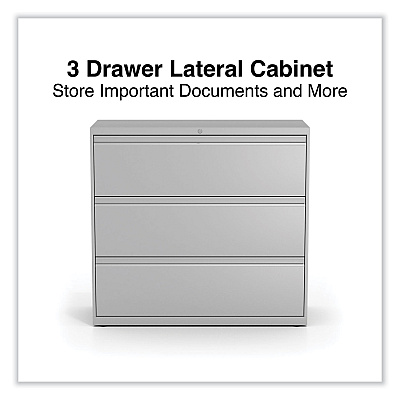 Alera Lateral File, 3 Legal/Letter/A4/A5-Size File Drawers, Light Gray, 42" x 18.63" x 40.25" (ALEHLF4241LG)