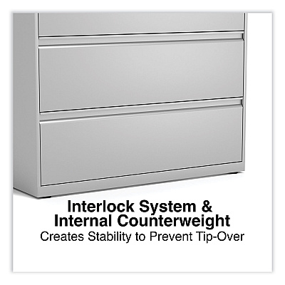 Alera Lateral File, 3 Legal/Letter/A4/A5-Size File Drawers, Light Gray, 42" x 18.63" x 40.25" (ALEHLF4241LG)
