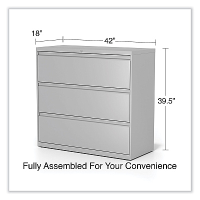Alera Lateral File, 3 Legal/Letter/A4/A5-Size File Drawers, Light Gray, 42" x 18.63" x 40.25" (ALEHLF4241LG)