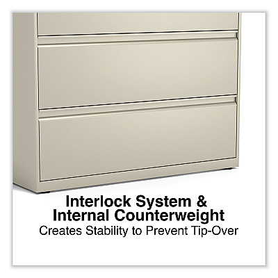 Alera Lateral File, 3 Legal/Letter/A4/A5-Size File Drawers, Putty, 42" x 18.63" x 40.25" (ALEHLF4241PY)