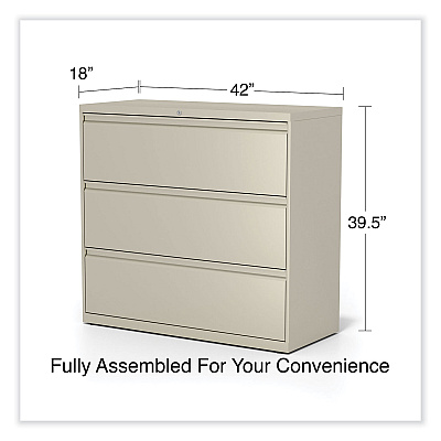 Alera Lateral File, 3 Legal/Letter/A4/A5-Size File Drawers, Putty, 42" x 18.63" x 40.25" (ALEHLF4241PY)