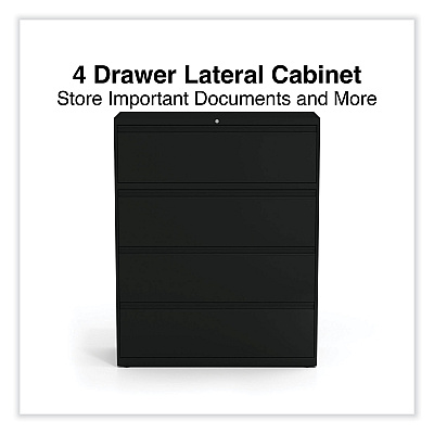 Alera Lateral File, 4 Legal/Letter-Size File Drawers, Black, 42" x 18.63" x 52.5" (ALEHLF4254BL)
