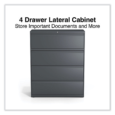 Alera Lateral File, 4 Legal/Letter/A4/A5-Size File Drawers, Charcoal, 42" x 18.63" x 52.5" (ALEHLF4254CC)