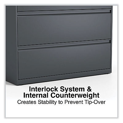Alera Lateral File, 4 Legal/Letter/A4/A5-Size File Drawers, Charcoal, 42" x 18.63" x 52.5" (ALEHLF4254CC)