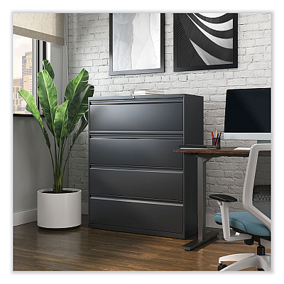 Alera Lateral File, 4 Legal/Letter/A4/A5-Size File Drawers, Charcoal, 42" x 18.63" x 52.5" (ALEHLF4254CC)