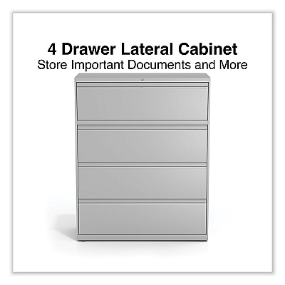 Alera Lateral File, 4 Legal/Letter-Size File Drawers, Light Gray, 42" x 18.63" x 52.5" (ALEHLF4254LG)