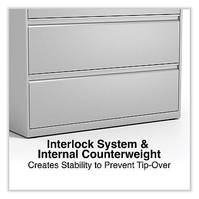 Alera Lateral File, 4 Legal/Letter-Size File Drawers, Light Gray, 42" x 18.63" x 52.5" (ALEHLF4254LG)