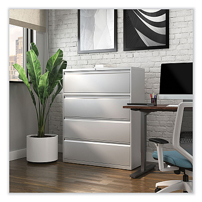 Alera Lateral File, 4 Legal/Letter-Size File Drawers, Light Gray, 42" x 18.63" x 52.5" (ALEHLF4254LG)