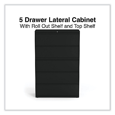 Alera Lateral File, 5 Legal/Letter/A4/A5-Size File Drawers, Black, 42" x 18.63" x 67.63" (ALEHLF4267BL)