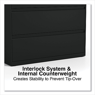 Alera Lateral File, 5 Legal/Letter/A4/A5-Size File Drawers, Black, 42" x 18.63" x 67.63" (ALEHLF4267BL)