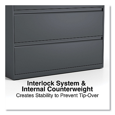 Alera Lateral File, 5 Legal/Letter/A4/A5-Size File Drawers, Charcoal, 42" x 18.63" x 67.63" (ALEHLF4267CC)
