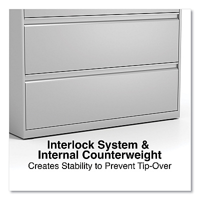 Alera Lateral File, 5 Legal/Letter/A4/A5-Size File Drawers, 1 Roll-Out Posting Shelf, Light Gray, 42" x 18.63" x 67.63" (ALEHLF4267LG)