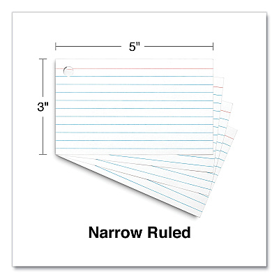 Universal Ring Index Cards, Ruled, 3 x 5, White, 100/Pack (UNV47300)
