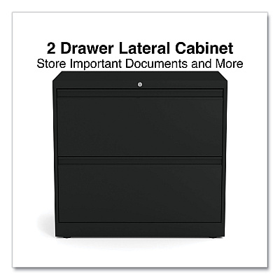 Alera Lateral File, 2 Legal/Letter-Size File Drawers, Black, 30" x 18.63" x 28" (ALEHLF3029BL)