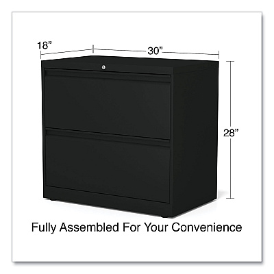 Alera Lateral File, 2 Legal/Letter-Size File Drawers, Black, 30" x 18.63" x 28" (ALEHLF3029BL)