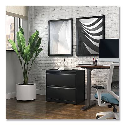 Alera Lateral File, 2 Legal/Letter-Size File Drawers, Black, 30" x 18.63" x 28" (ALEHLF3029BL)