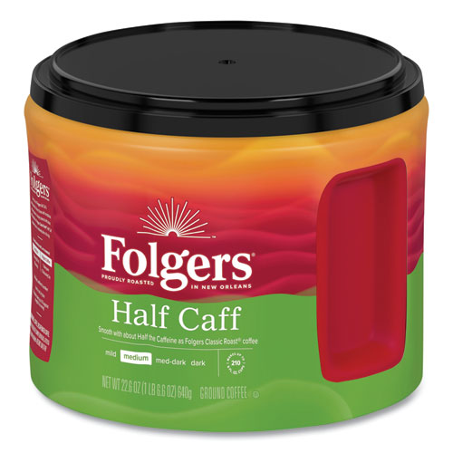 Folgers Coffee, Half Caff, 22.6 oz Canister, 6/Carton (20527CT)