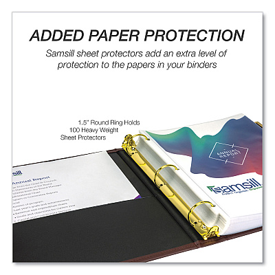 Samsill Classic Collection Ring Binder, 3 Rings, 1.5" Capacity, 11 x 8.5, Burgundy (SAM15154)