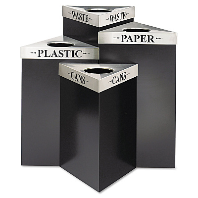Safco Trifecta Waste Receptacle Lid, Laser Cut "WASTE" Inscription, 20w x 20d x 3h, Stainless Steel (SAF9560WA)