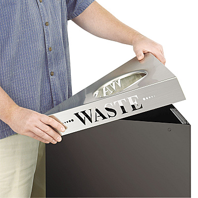 Safco Trifecta Waste Receptacle Lid, Laser Cut "WASTE" Inscription, 20w x 20d x 3h, Stainless Steel (SAF9560WA)