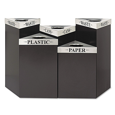 Safco Trifecta Waste Receptacle Lid, Laser Cut "WASTE" Inscription, 20w x 20d x 3h, Stainless Steel (SAF9560WA)