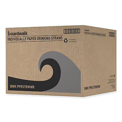 Boardwalk Individually Wrapped Paper Straws, 7.75" x 0.25", White, 3,200/Carton (BWKPPRSTRWWR)