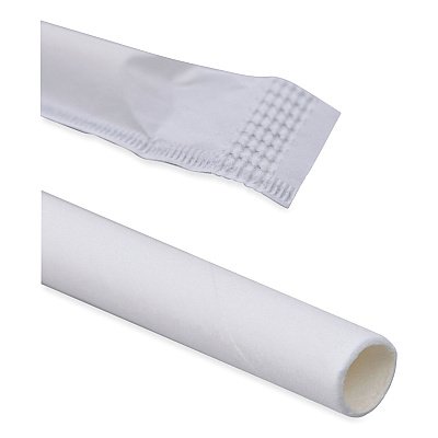 Boardwalk Individually Wrapped Paper Straws, 7.75" x 0.25", White, 3,200/Carton (BWKPPRSTRWWR)