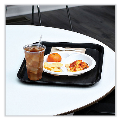 Boardwalk Hi-Impact Plastic Dinnerware, 3-Compartment Plate, 10" dia, White, 500/Carton (BWKPLTHIPS10WH3)