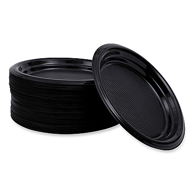 Boardwalk Hi-Impact Plastic Dinnerware, Plate, 6" dia, Black, 1,000/Carton (BWKPLTHIPS6BL)