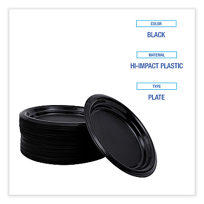 Boardwalk Hi-Impact Plastic Dinnerware, Plate, 6" dia, Black, 1,000/Carton (BWKPLTHIPS6BL)