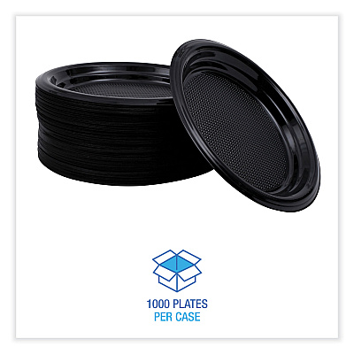 Boardwalk Hi-Impact Plastic Dinnerware, Plate, 6" dia, Black, 1,000/Carton (BWKPLTHIPS6BL)
