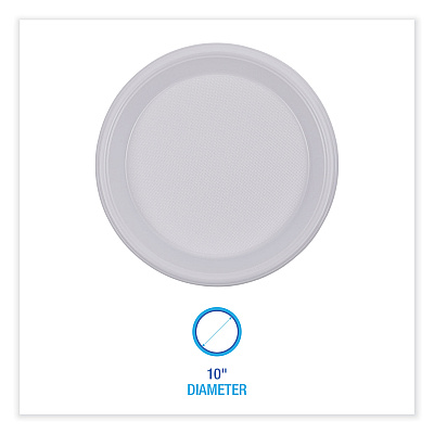 Boardwalk Hi-Impact Plastic Dinnerware, Plate, 10" dia, White, 500/Carton (BWKPLHIPS10WH)