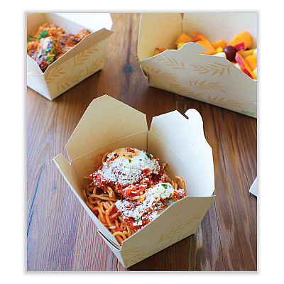 World Centric No Tree Folded Takeout Containers, 26 oz, 4.2 x 5.2 x 2.5, Natural, Sugarcane, 450/Carton (WORTONT1)
