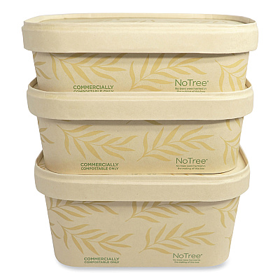 World Centric No Tree Rectangular Containers, 32 oz, 4.7 x 6.8 x 3, Natural, Sugarcane, 300/Carton (WORCTNT32)