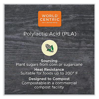 World Centric PLA Hinged Clamshells, 46 oz, 8.3 x 8.6 x 3.1, Clear, Plastic, 300/Carton (WORKLCS8N)