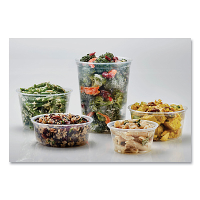 Fabri-Kal Microwavable Deli Containers, 24 oz, 4.6 Diameter x 4.1 h, Clear, Plastic, 500/Carton (FABPK24TC)