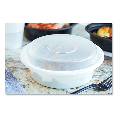 Pactiv Evergreen Newspring VERSAtainer Microwavable Containers, Round, 16 oz, 6 x 6 x 1.5, White/Clear, Plastic, 150/Carton (PCTNC718)