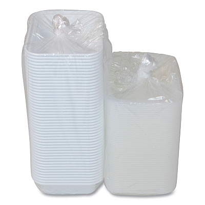 Pactiv Evergreen Newspring VERSAtainer Microwavable Containers, Rectangular, 16 oz, 5 x 7.25 x 2, White/Clear, Plastic, 150/Carton (PCTNC8168)
