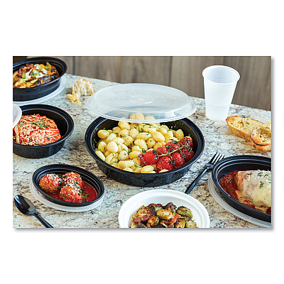 Pactiv Evergreen Newspring VERSAtainer Microwavable Containers, Oval, 6 oz, 5.7 x 4 x 1.1, Black/Clear, Plastic, 150/Carton (PCTOC06B)